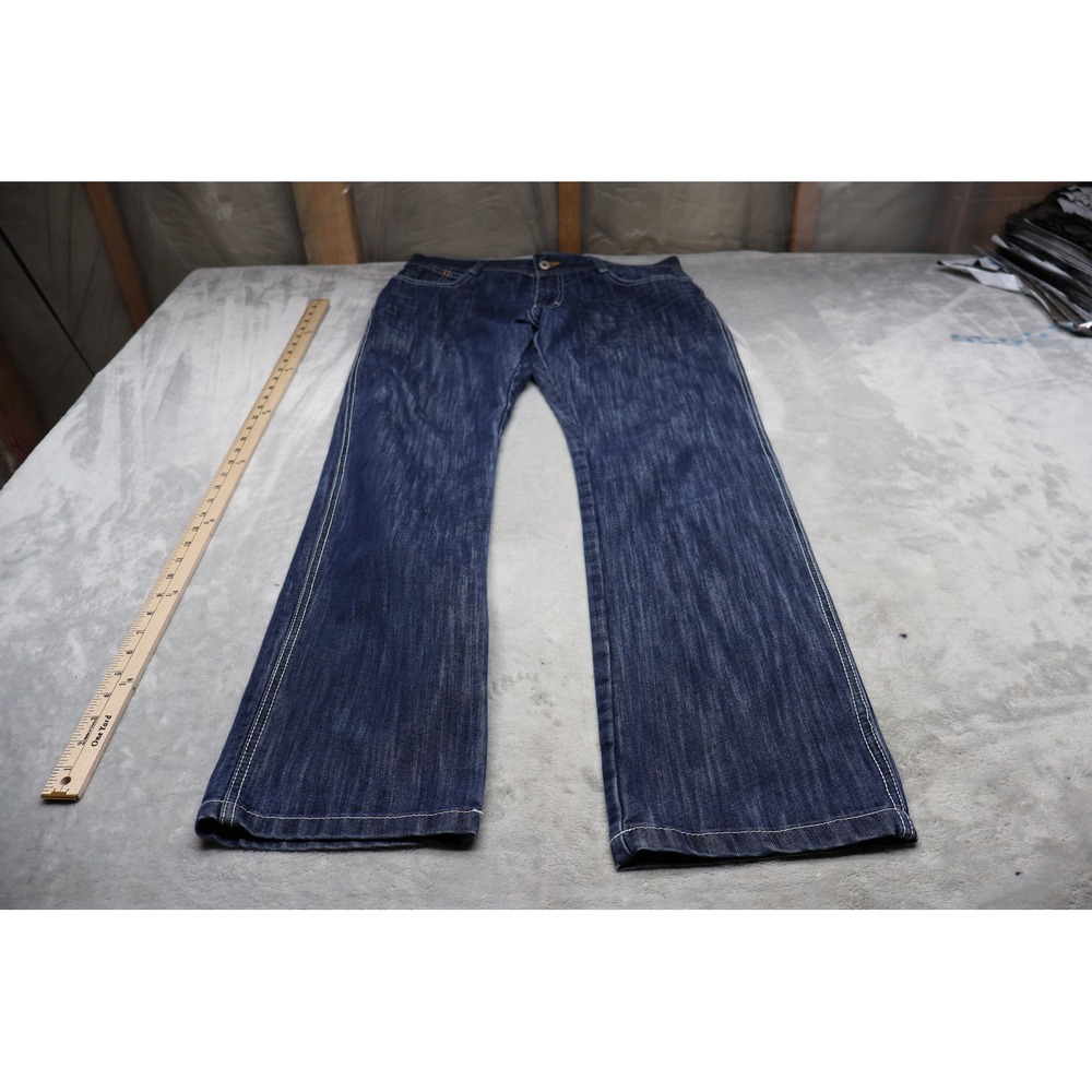 Southpole Jeans Men 34x33‎ Dark Wash Blue Contrast Denim Straight Relax Boot Y2K